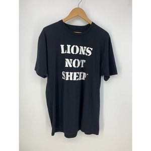 Lions Not Sheep Men's L Black Graphic Tee Crew Neck Short Sleeved T-Shirt